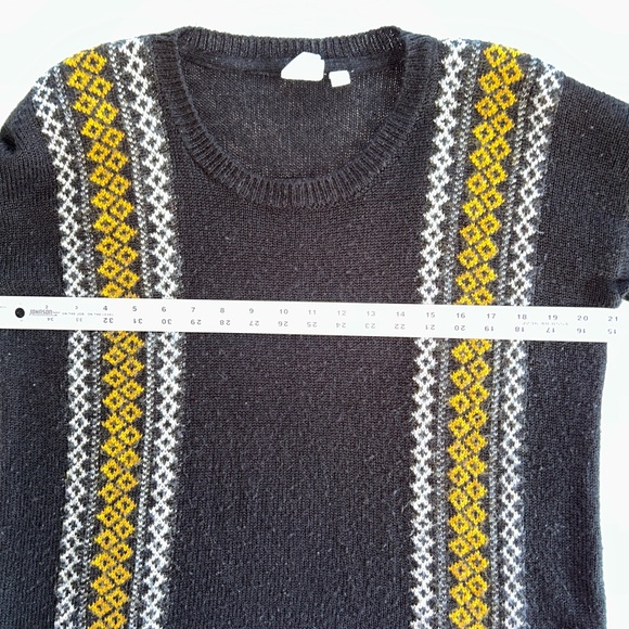 Pullover sweater black gold white S fair isle pattern - Picture 6 of 8